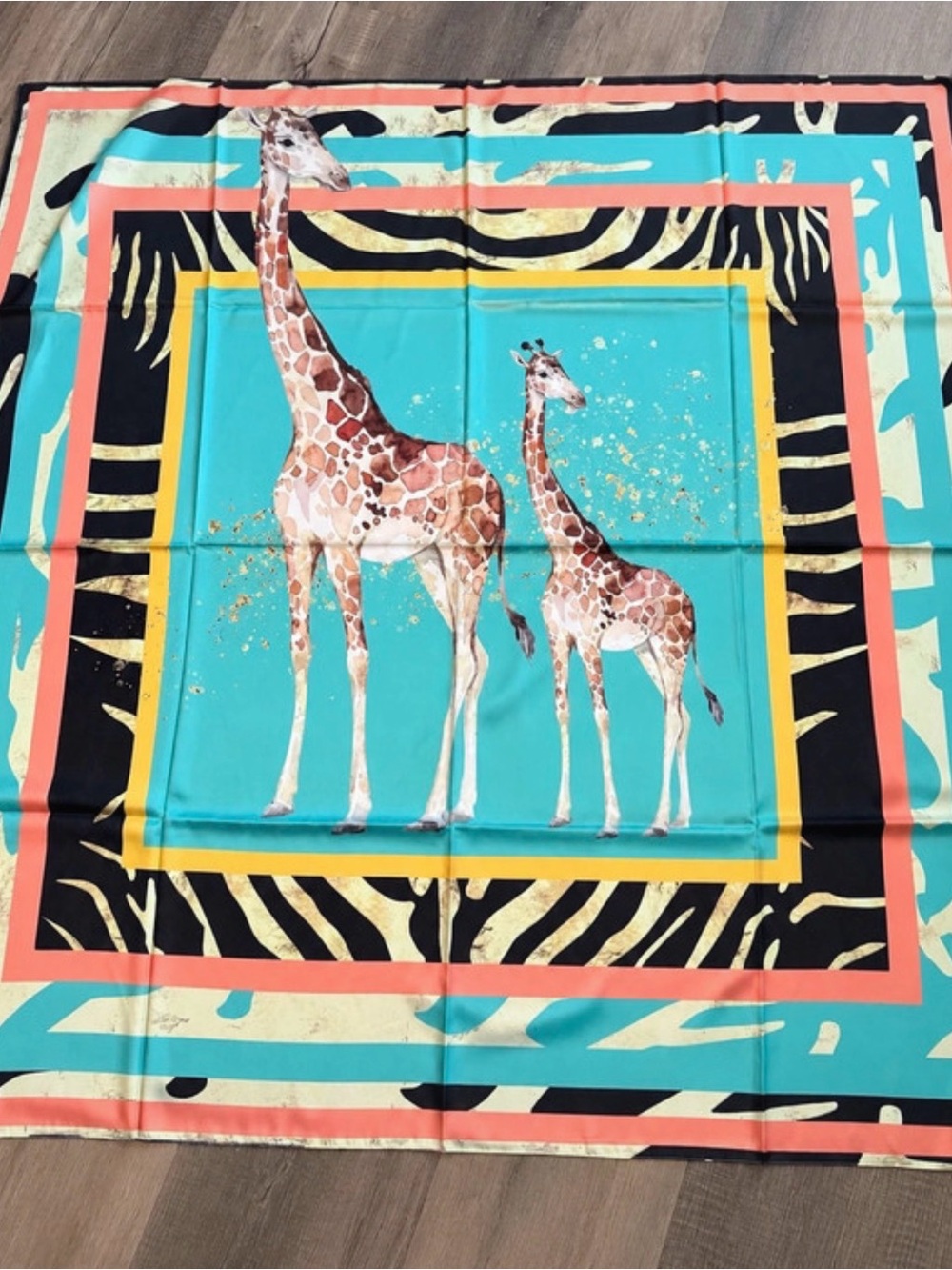 Sassy Jones Genevieve Oversized Scarf Wrap Giraffe 60X60”